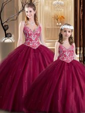 Sleeveless Lace Up Floor Length Lace 15th Birthday Dress