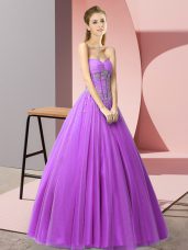 Classical Purple Sleeveless Tulle Lace Up Party Dress Wholesale for Prom and Party