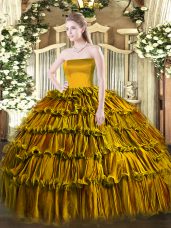 Organza Sleeveless Floor Length Ball Gown Prom Dress and Ruffled Layers