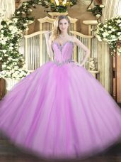 Fashion Lavender Sweetheart Lace Up Beading Quinceanera Gowns Sleeveless
