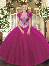 Top Selling Sweetheart Sleeveless Tulle Quinceanera Dresses Beading Lace Up