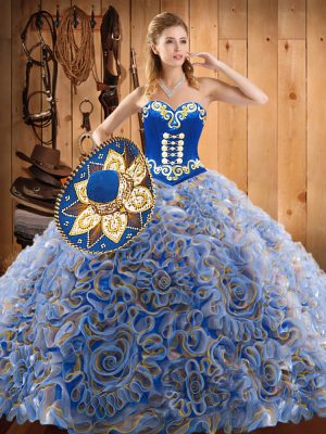 Multi-color Sweetheart Neckline Embroidery Sweet 16 Dresses Sleeveless Lace Up
