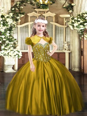 Satin Sleeveless Floor Length Womens Party Dresses and Beading