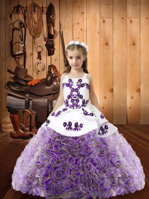 Ball Gowns Casual Dresses Multi-color Straps Fabric With Rolling Flowers Sleeveless Floor Length Lace Up