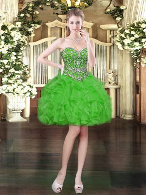 Fashion Mini Length Ball Gowns Sleeveless Green Prom Dress Lace Up