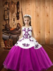 Custom Designed Floor Length Fuchsia Evening Gowns Straps Sleeveless Zipper