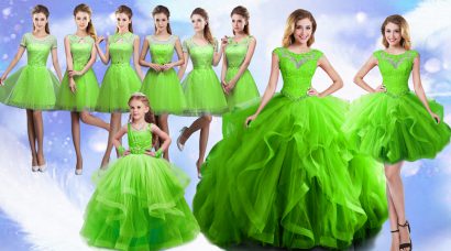 Lace Up Ball Gown Prom Dress Beading and Ruffles Sleeveless Floor Length