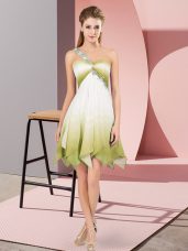 One Shoulder Sleeveless Lace Up Prom Evening Gown Multi-color Fading Color