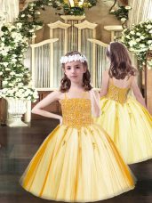 Floor Length Lace Up Teens Party Dress Orange for Party and Quinceanera with Beading
