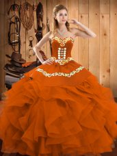 Affordable Sleeveless Embroidery and Ruffles Lace Up Quinceanera Dress