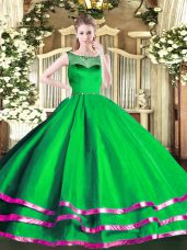 Admirable Scoop Sleeveless Organza Sweet 16 Dresses Beading and Ruffled Layers Zipper