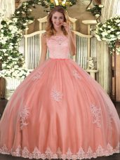 Flare Sleeveless Lace and Appliques Clasp Handle Vestidos de Quinceanera