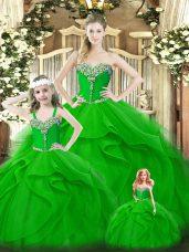 Deluxe Sleeveless Beading and Ruffles Lace Up Sweet 16 Quinceanera Dress
