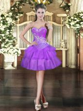 Adorable Mini Length Purple Prom Party Dress Sweetheart Sleeveless Lace Up