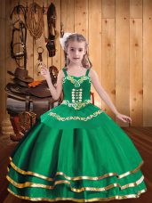 Inexpensive Organza Sleeveless Floor Length Casual Dresses and Embroidery and Ruffled Layers