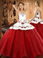 Sleeveless Lace Up Floor Length Embroidery Quince Ball Gowns