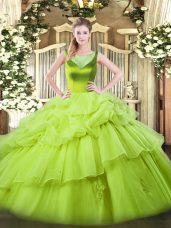 Organza Sleeveless Floor Length Quinceanera Gown and Beading and Pick Ups