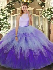 Discount Multi-color Backless Vestidos de Quinceanera Ruffles Sleeveless Floor Length