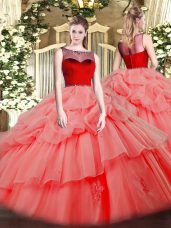 Sweet Sleeveless Beading and Appliques Zipper Quinceanera Gowns