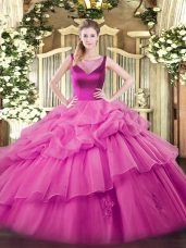 Inexpensive Lilac Sleeveless Floor Length Beading and Appliques Side Zipper 15th Birthday Dress