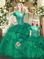 Sleeveless Lace Up Floor Length Beading and Ruffles Sweet 16 Dress