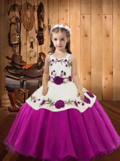 Fuchsia Sleeveless Organza Zipper Evening Gowns for Sweet 16 and Quinceanera