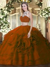 Affordable Sleeveless Backless Floor Length Beading and Ruffled Layers Sweet 16 Dress