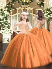 Sleeveless Lace Up Floor Length Beading Kids Formal Wear