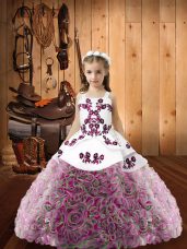 Straps Sleeveless Lace Up Little Girls Pageant Dress Wholesale Multi-color Fabric With Rolling Flowers