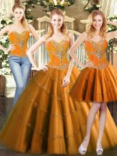 Orange Red Quinceanera Dresses Military Ball and Sweet 16 and Quinceanera with Beading Sweetheart Sleeveless Lace Up