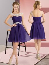 New Arrival Chiffon Cap Sleeves Mini Length Prom Dress and Beading