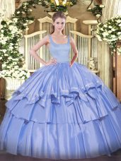 Straps Sleeveless Zipper Sweet 16 Dress Blue Taffeta