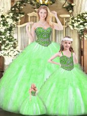 Sweet Sleeveless Beading and Ruffles Lace Up Sweet 16 Quinceanera Dress