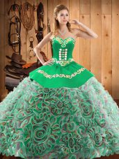 Sleeveless With Train Embroidery Lace Up Quinceanera Dresses with Multi-color Sweep Train