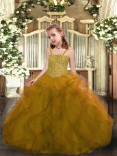 Floor Length Ball Gowns Sleeveless Olive Green Casual Dresses Lace Up