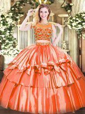 Hot Selling Sleeveless Zipper Floor Length Beading and Ruffled Layers Ball Gown Prom Dress