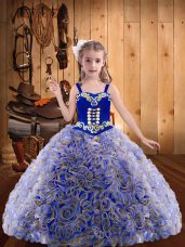 Exquisite Multi-color Straps Lace Up Embroidery and Ruffles Party Dress for Toddlers Sleeveless