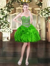 Beautiful Green Homecoming Dress Prom and Party with Beading and Ruffles Sweetheart Sleeveless Lace Up