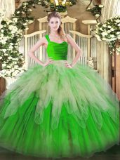 Multi-color Sleeveless Organza Zipper Ball Gown Prom Dress for Military Ball and Sweet 16 and Quinceanera