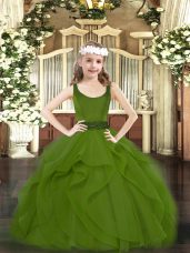 Tulle Sleeveless Floor Length Party Dress Wholesale and Beading and Ruffles