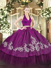 Sleeveless Zipper Floor Length Appliques Vestidos de Quinceanera