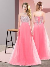 Watermelon Red Sweetheart Lace Up Beading Damas Dress Sleeveless