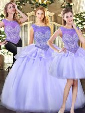 Sleeveless Zipper Floor Length Beading 15 Quinceanera Dress