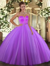 Eggplant Purple Sweetheart Lace Up Beading Quinceanera Dress Sleeveless