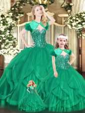 Floor Length Ball Gowns Sleeveless Turquoise Quinceanera Dresses Lace Up
