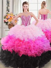 Top Selling Multi-color Sleeveless Organza Lace Up Sweet 16 Quinceanera Dress for Sweet 16 and Quinceanera