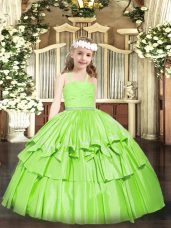 Straps Sleeveless Zipper Little Girls Pageant Gowns Organza