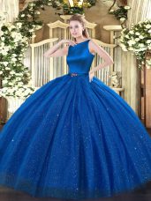 Sleeveless Clasp Handle Floor Length Belt Quince Ball Gowns