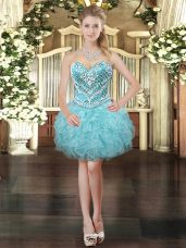 Sweetheart Sleeveless Lace Up Homecoming Dress Aqua Blue Tulle