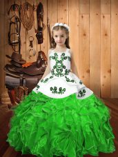 Luxurious Floor Length Juniors Party Dress Straps Sleeveless Lace Up